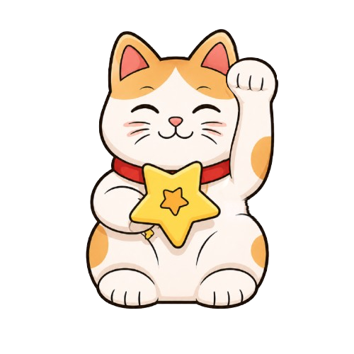 Le chat porte-bonheur de RockTheCards, une étoile entre les pattes